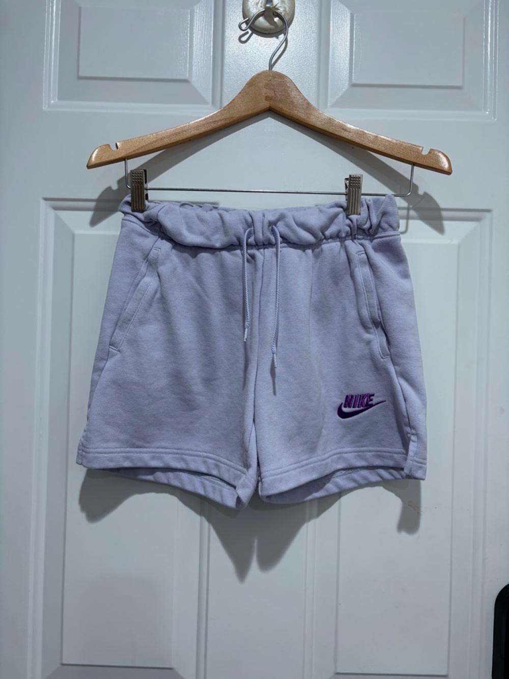 Nike Lavender Girl’s Drawstring Athletic Shorts with Purple Swoosh
